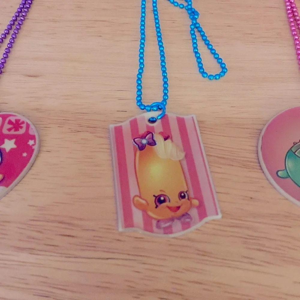 Three Shopkins Charm Necklaces/Dog Tags